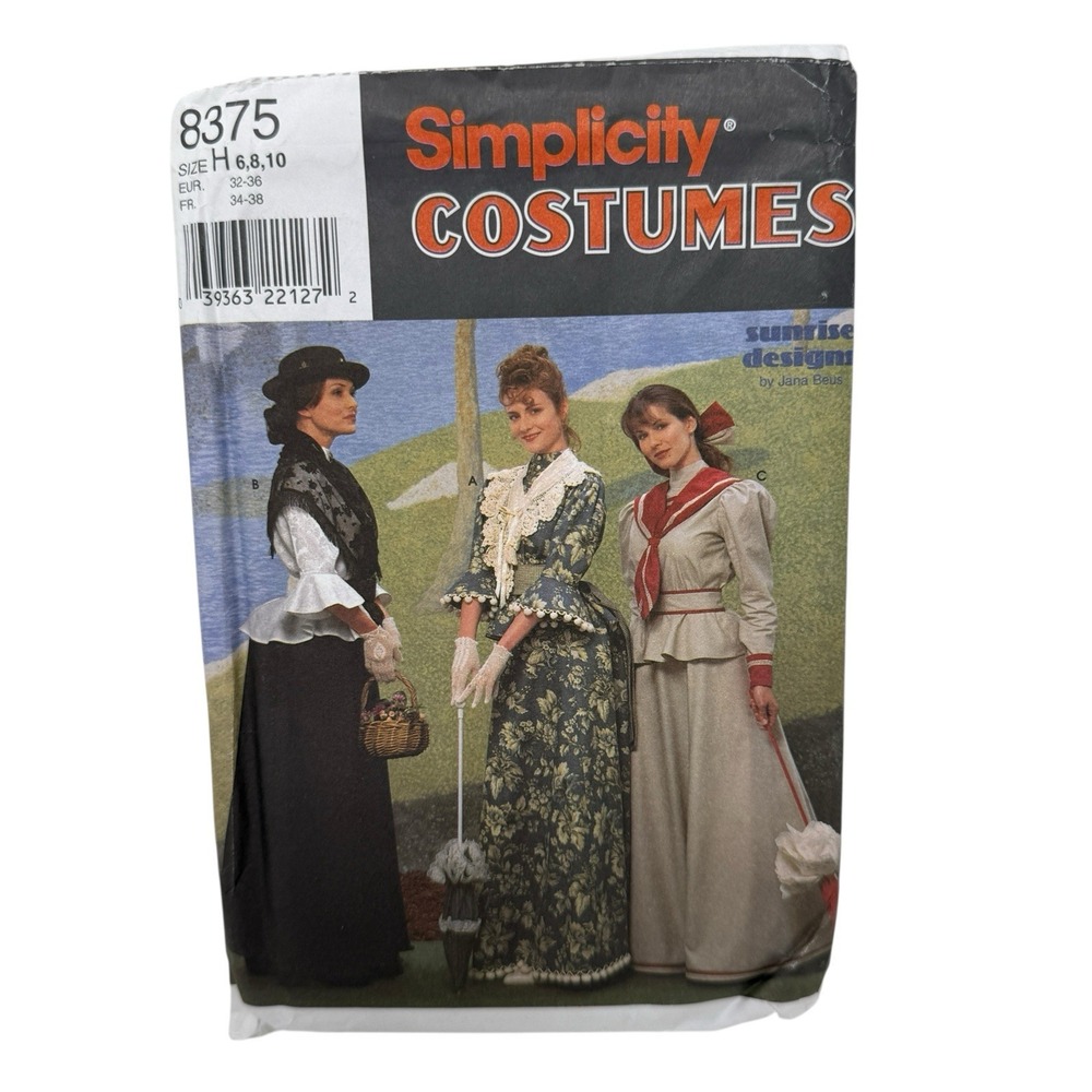 Simplicity‎ 8375 Civil War Victorian Costume Dress Pattern Size H 6 8 10 Sewing